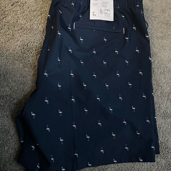 Goodfellow & Co 7" Mini Flamingo Swim Shorts UPF 50+ Navy NWT Size XL - Picture 5 of 15